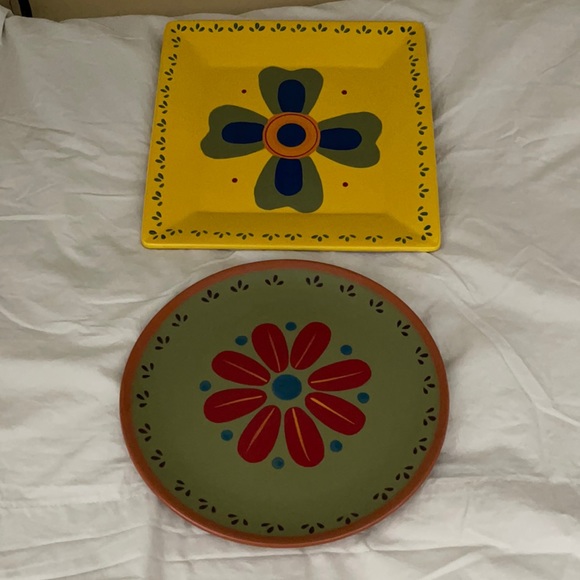 BajaCollection Round & Square Floral Plate Set - Picture 1 of 12